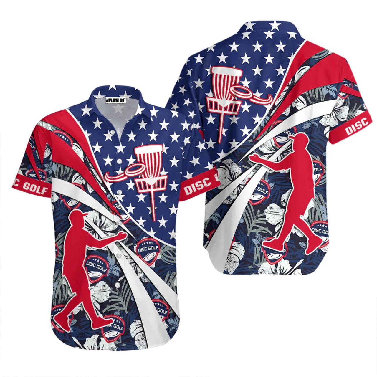 Disc Golf Hawaiian Shirt, Disc Golf U.S Flag Aloha Hawaiian Shirts For Men and Women - Gift For Disc Golfer, Friend, Family
