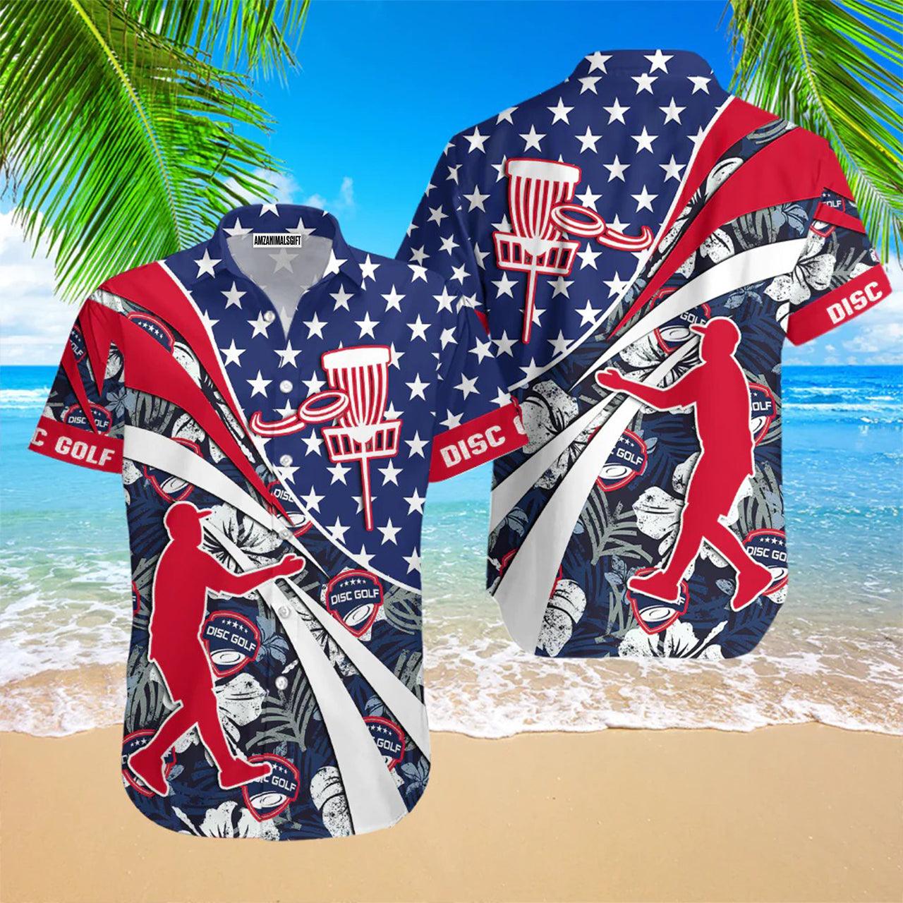 Disc Golf Hawaiian Shirt, Disc Golf U.S Flag Aloha Hawaiian Shirts For Men and Women - Gift For Disc Golfer, Friend, Family - Image 2