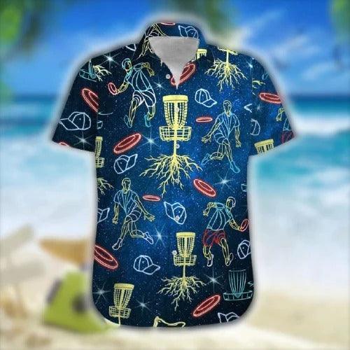 Disc Golf Hawaiian Shirt, Neon Disc Golf Aloha Hawaiian Shirts For Men and Women - Gift For Friend, Family, Disc Golfer
