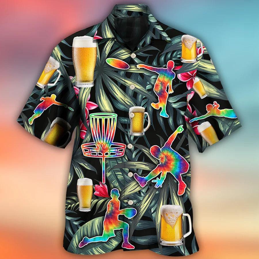 Disc Golf Hawaiian Shirt, Tropical Floral, Beer And Disc Golf Aloha Shirt For Men And Women - Perfect Gift For Beer Lovers, Summer - Image 2
