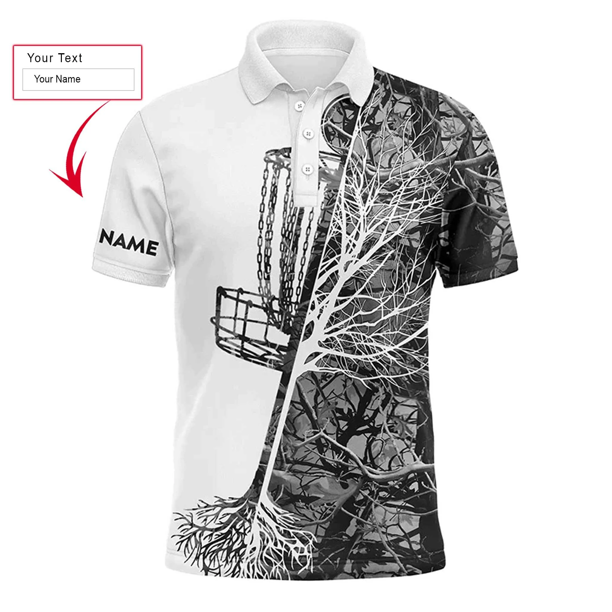 Disc Golf Men Polo Shirt, Custom Name Pink Camo Disc Golf Basket Apparel Men Polo Shirt - Personalized Sports Gift For Men, Husband, Golf Lover