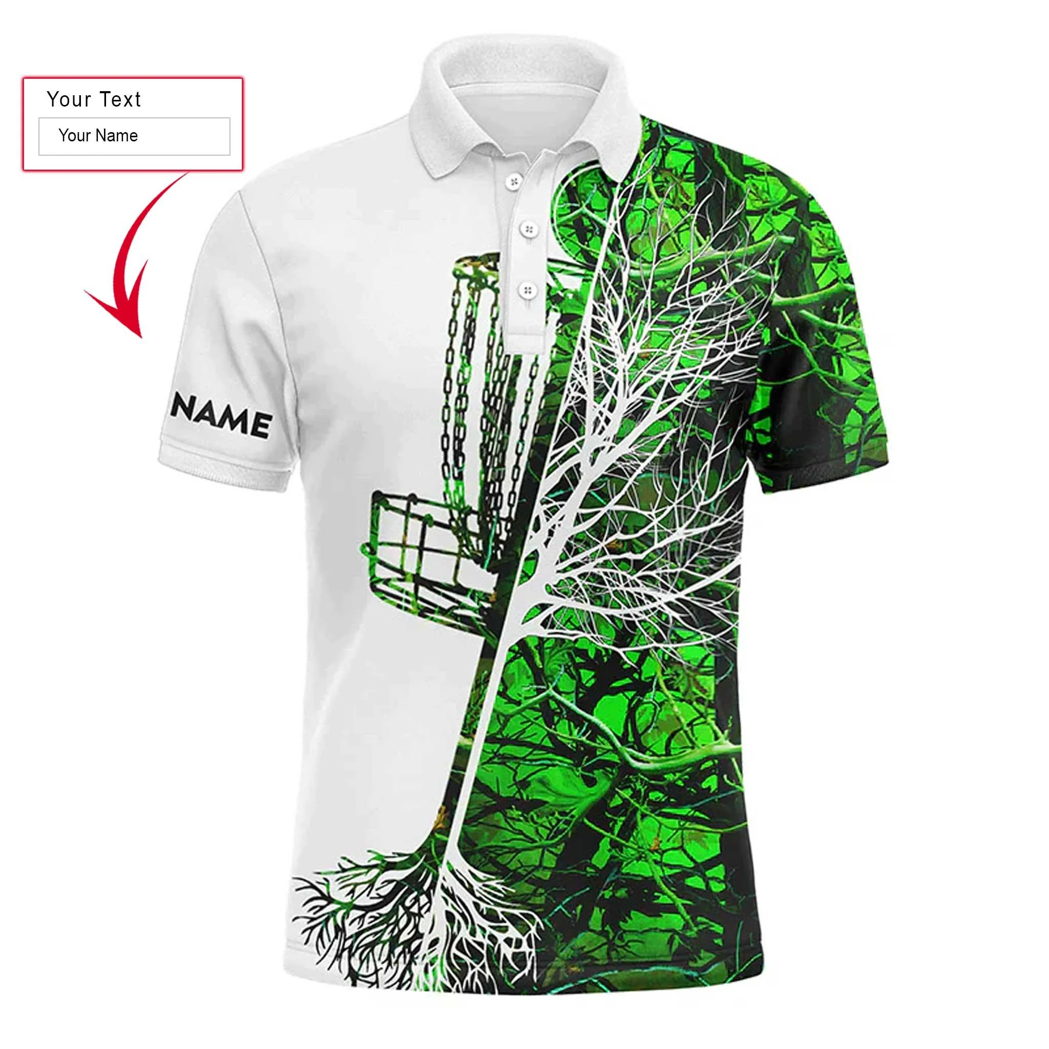 Disc Golf Men Polo Shirt, Custom Name Pink Camo Disc Golf Basket Apparel Men Polo Shirt - Personalized Sports Gift For Men, Husband, Golf Lover - Image 5