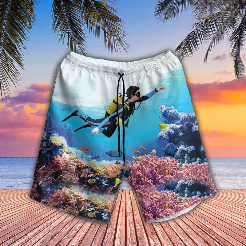 Diving Aloha Hawaiian Shirts For Summer, Underwater Coral Reef Hawaiian Set Holiday Outfit For Men Women, Gift For Friend, Diving Lovers, Team, Family - Image 3