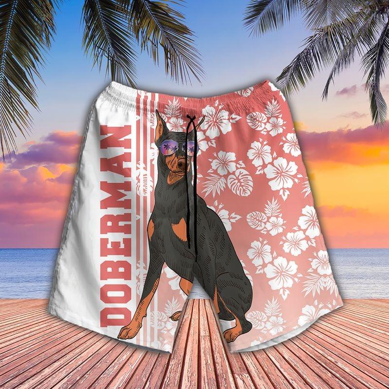 Doberman Pinscher Aloha Hawaiian Shirt - Tropical Leaves Hawaiian Shirt, Doberman Pinscher Sunglass Hawaiian Shirt For Men & Women, Dog Lover - Image 2