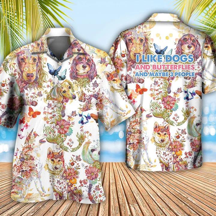 Dog Aloha Hawaii Shirt - I Like Dogs And Butterflies Hawaiian Shirt For Summer - Perfect Gift For Dog Lovers, Friend, Family