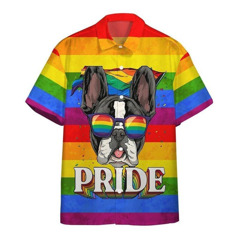 Dog Aloha Hawaiian Shirt - Boston Terrier Puppy Hawaiian Shirt, Lgbt Pride Rainbow Flag Hawaiian Shirt For Men & Women, Dog Lover