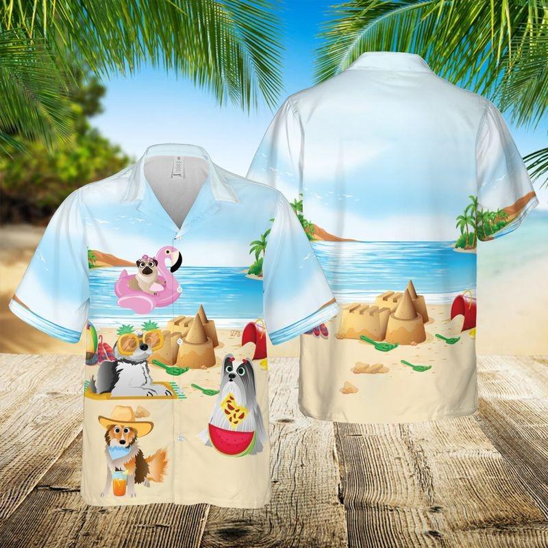 Dog Aloha Hawaiian Shirt - Pug Dog, Retriever Yorkie Puppies Dog In Beach Summer Holiday Hawaiian Shirt For Men & Women, Dog Lover - Image 2