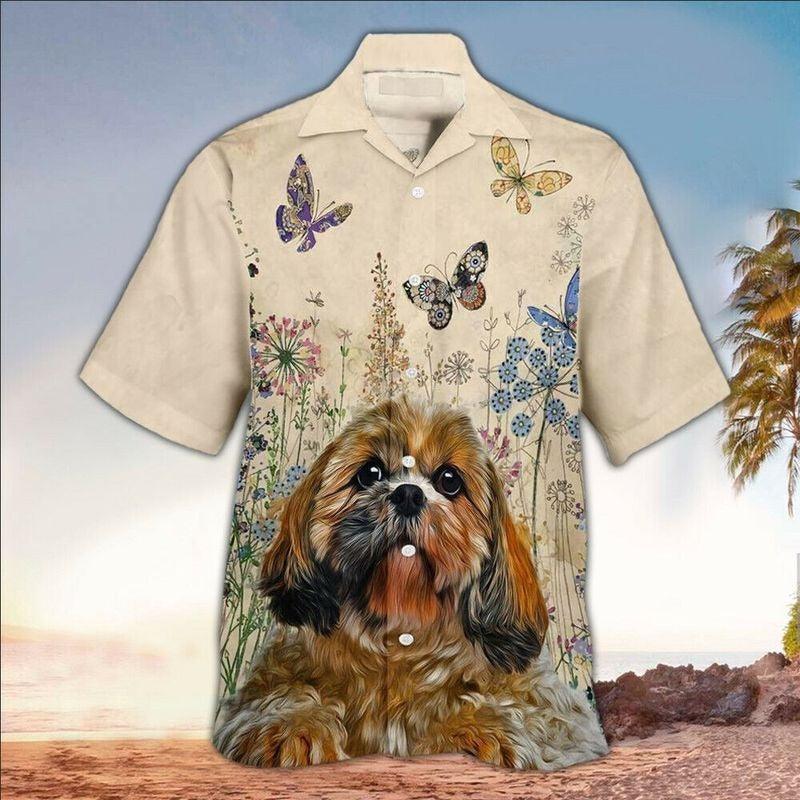 Dog Aloha Hawaiian Shirt - Shih Tzu Summer Hawaiian Shirt, Butterflies Flower Hawaiian Shirt For Men & Women, Dog Lover