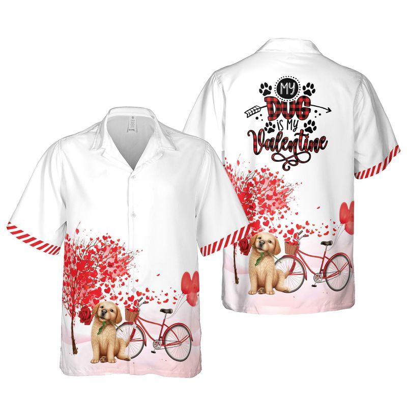 Dog Aloha Hawaiian Shirts For Summer, Puppy Heart Tree Bicycle, My Dog Is My Valentine Hawaiian Set For Men Women, Gift For Couple, Dog Lovers - Image 4