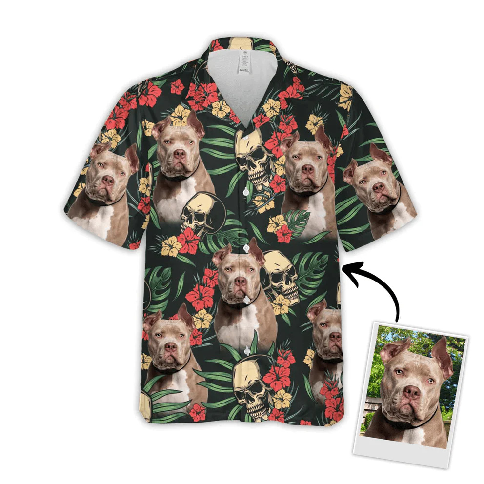 Dog Custom Hawaiian Shirt - Custom Photo Pet Flowers & Leaves Pattern Personalized Hawaiian Shirt - Perfect Gift For Dog Lovers, Friend, Family - Image 2