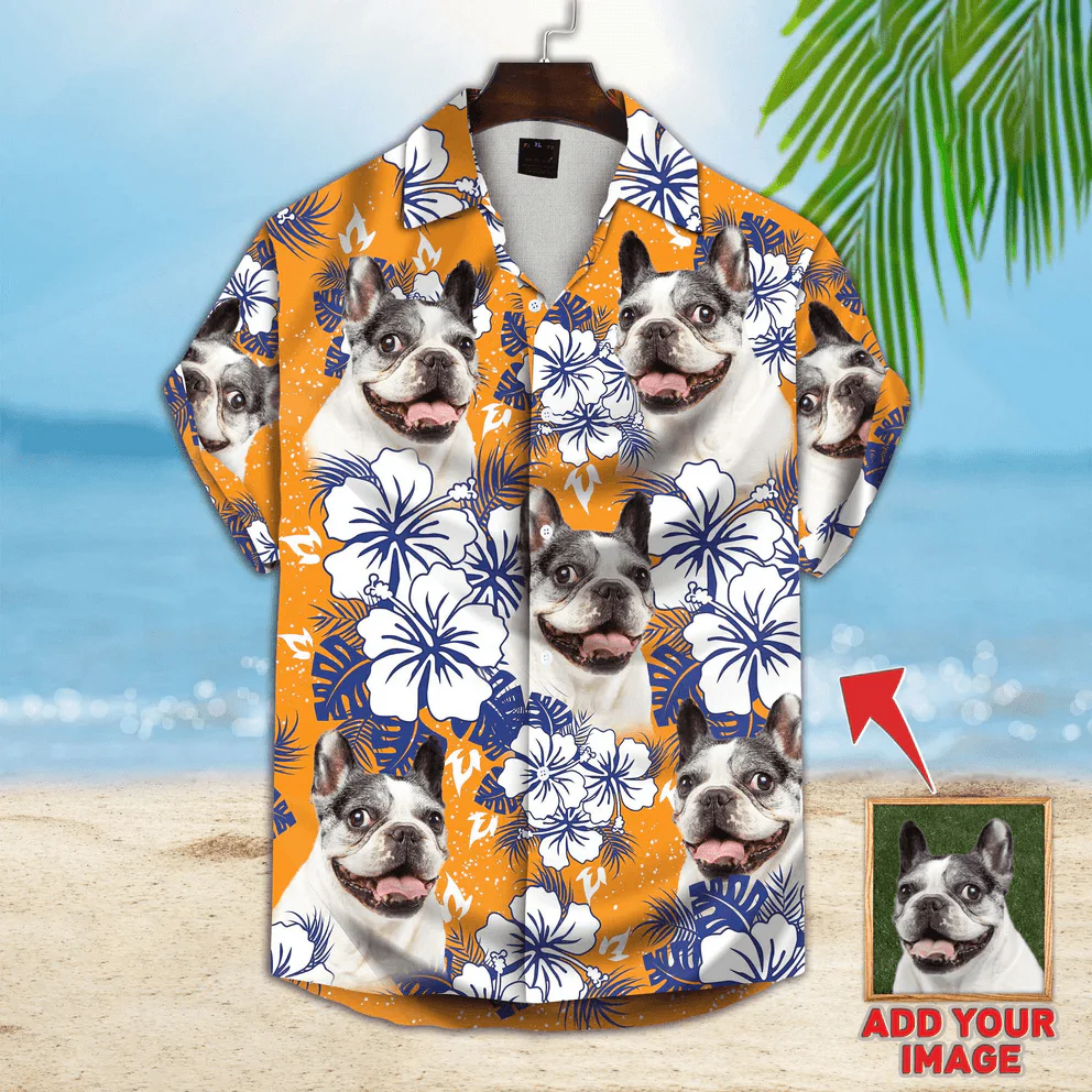 Dog Custom Hawaiian Shirt - Custom Photo Pet Flowers Pattern Orange Personalized Hawaiian Shirt - Perfect Gift For Dog Lovers, Friend, Family - Image 2