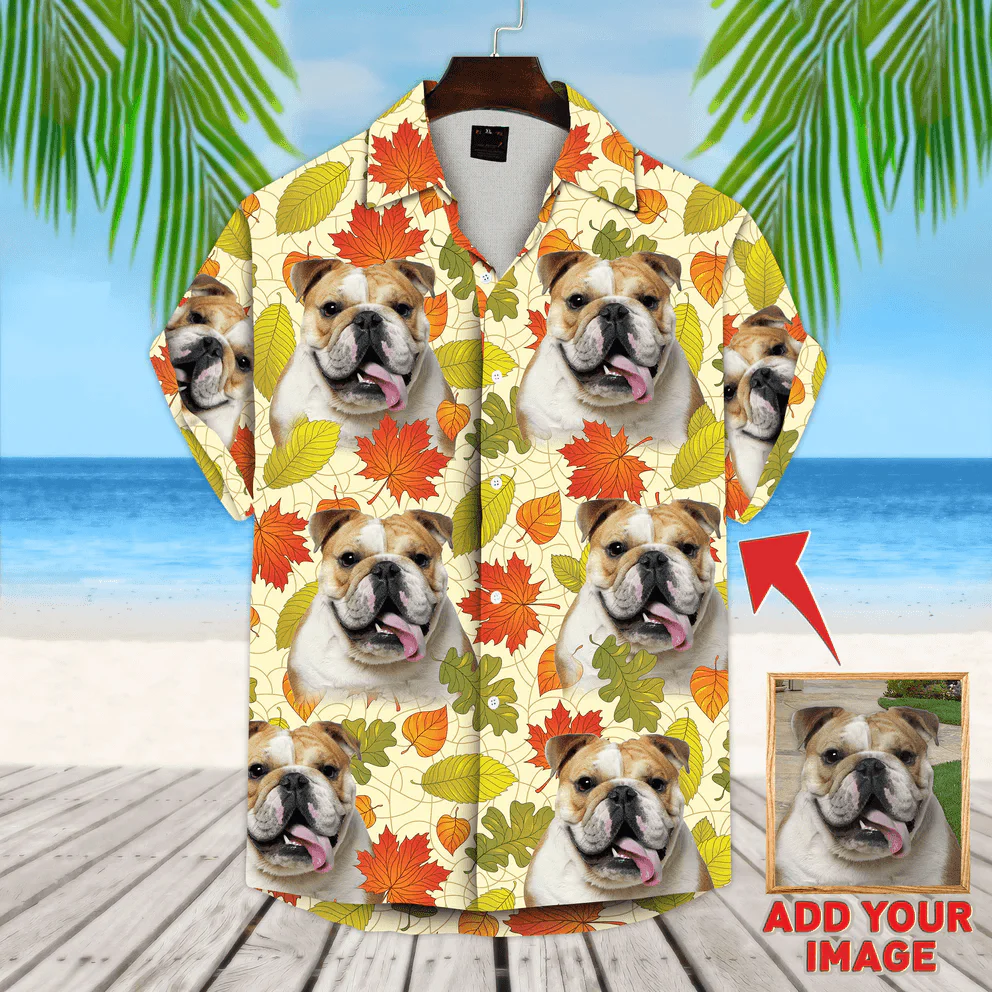 Dog Custom Hawaiian Shirt - Custom Photo Pet Leaves Pattern Cream Personalized Hawaiian Shirt - Perfect Gift For Dog Lovers, Friend, Family - Image 3