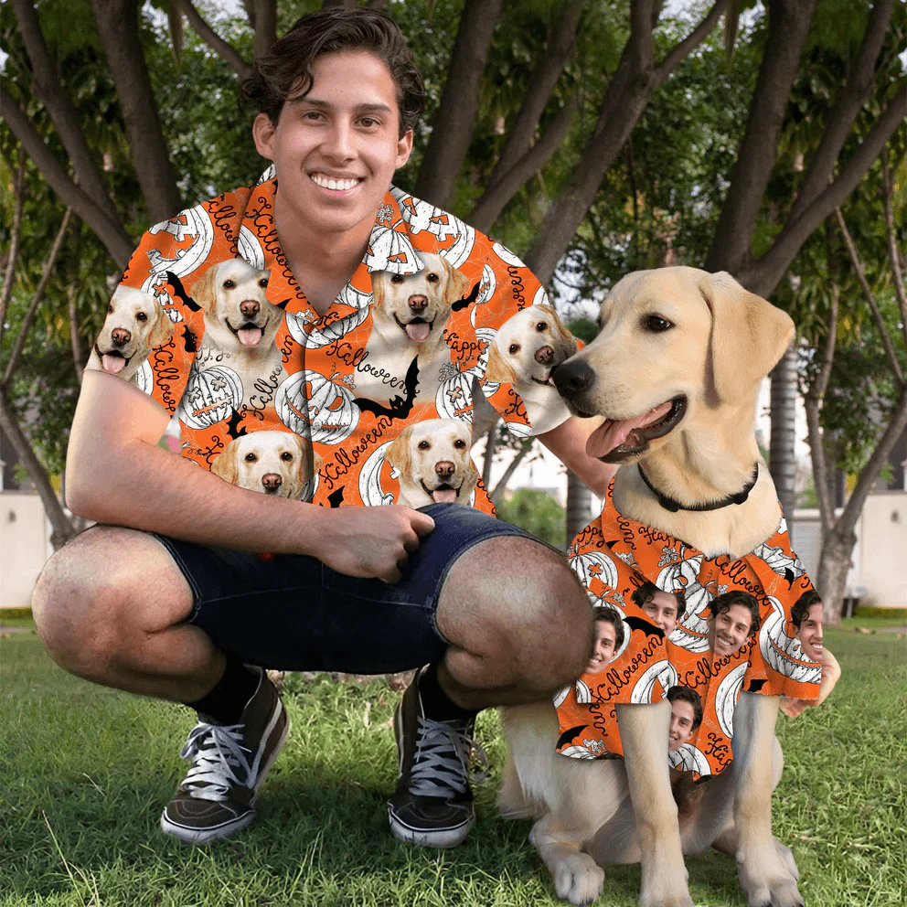 Dog Custom Hawaiian Shirt - Custom Photo Pet Pumpkin Pattern Personalized Hawaiian Shirt - Perfect Gift For Dog Lovers, Friend, Family - Image 3