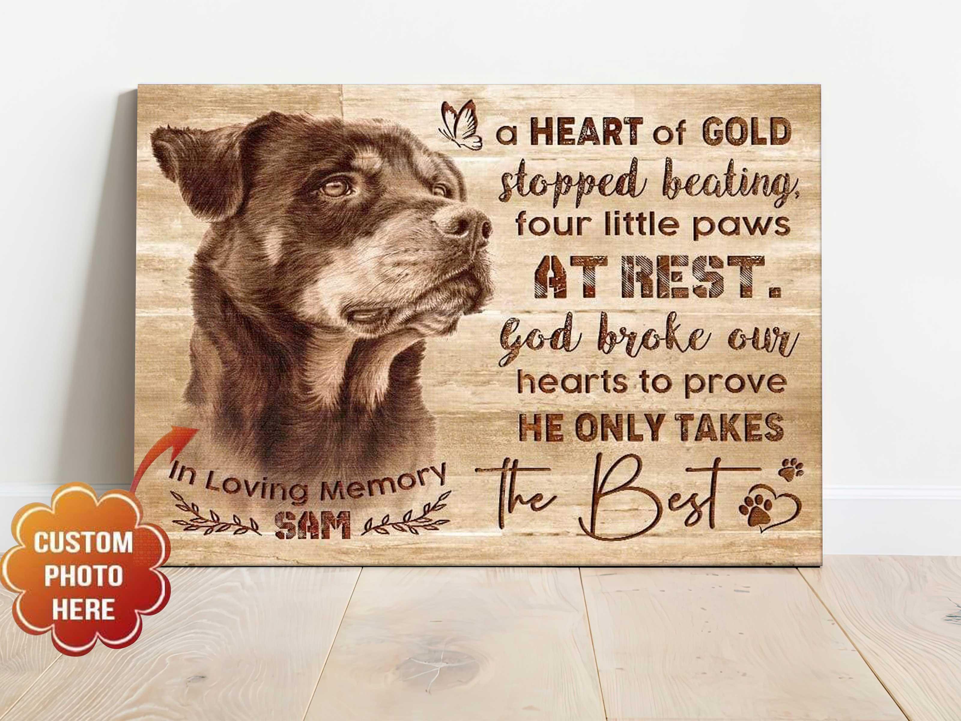 Dog Custom Personalized Canvas - Black And White Dog Image He Only Takes The Best In Loving Memory Custom Photo Name Canvas - Gift For Dog Lovers - Image 2