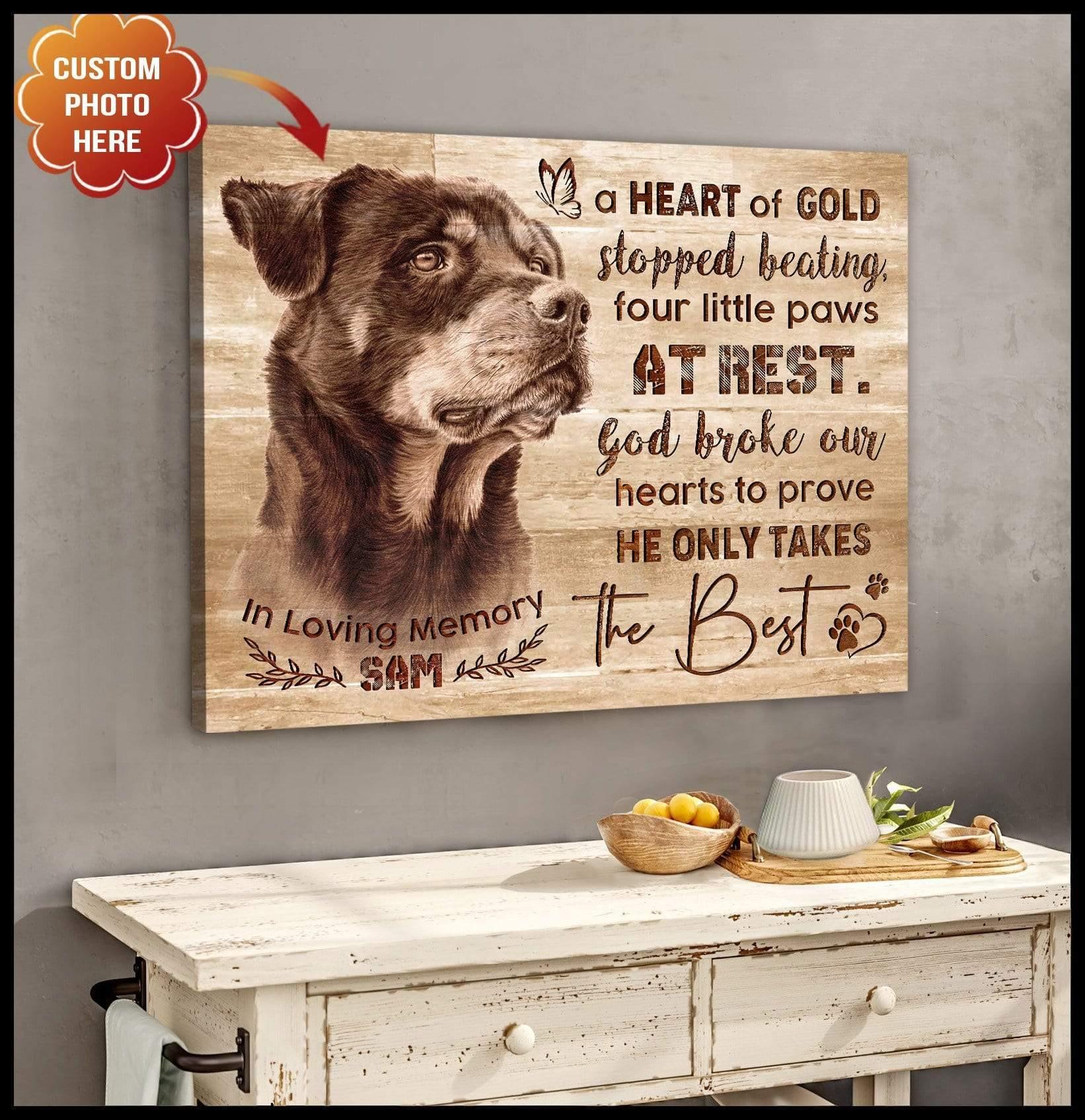 Dog Custom Personalized Canvas - Black And White Dog Image He Only Takes The Best In Loving Memory Custom Photo Name Canvas - Gift For Dog Lovers - Image 5
