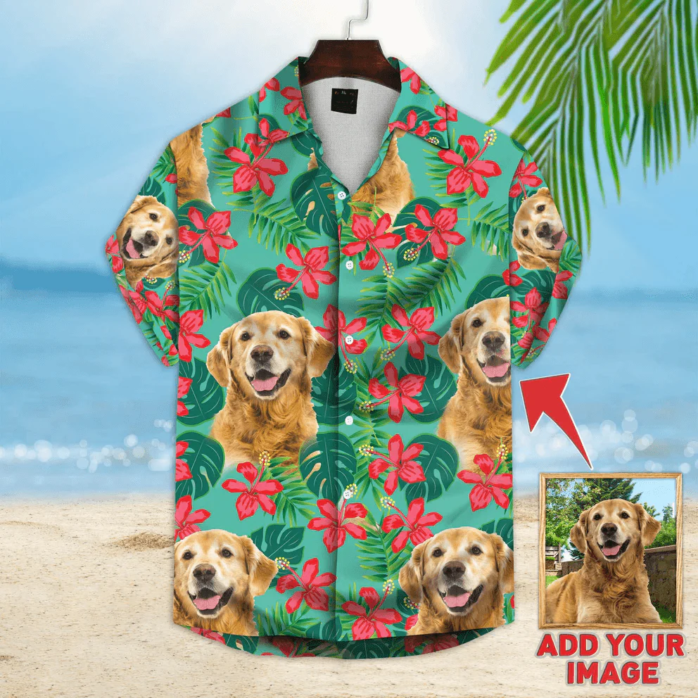 Dog Hawaiian Shirt - Custom Photo Pet Flowers Pattern Aloha Hawaiian Shirt - Perfect Gift For Dog Lovers Husband, Boyfriend, Friend, Family - Image 2