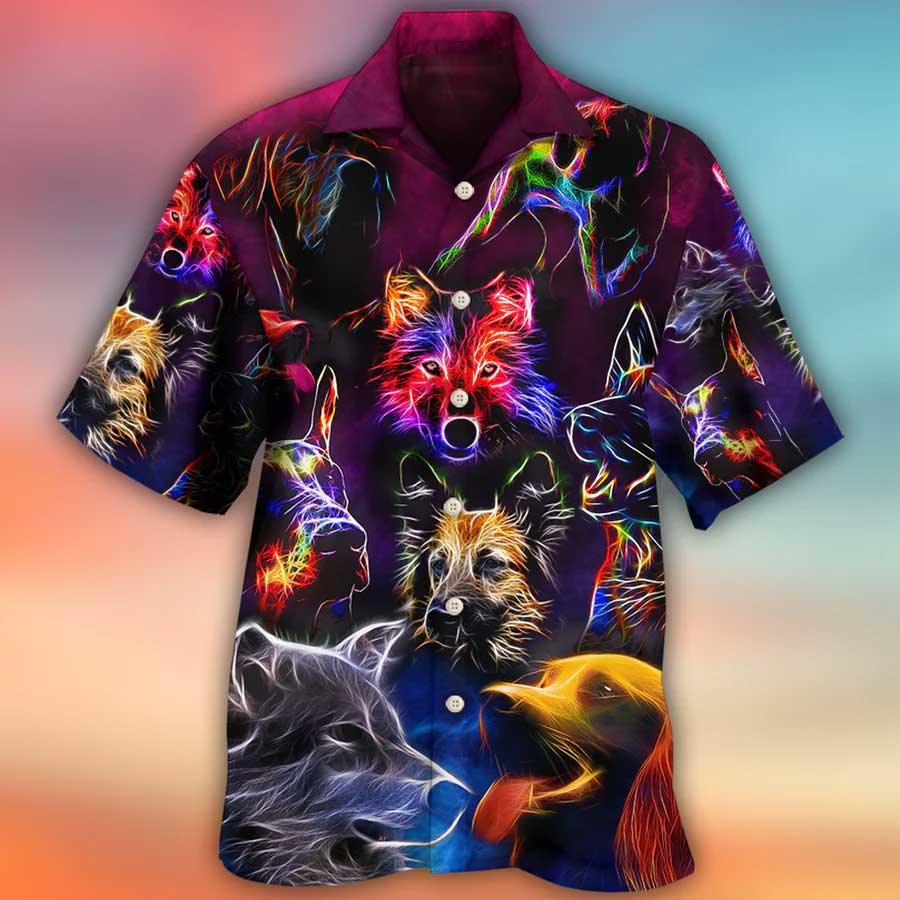Dog Hawaiian Shirt, Dog Neon Lightning Style Aloha Hawaiian Shirt For Summer, Gift For Men Women, Dog Lover, Dog Mom Dad