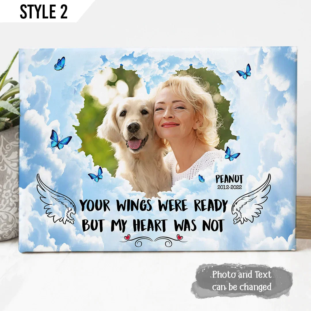 Dog Cat Landscape Canvas - Personalized Dog Cat Memorial Canvas - Custom Gift For Dog Cat Lovers - Your Wings Were Ready But My Heart Was Not - Image 2