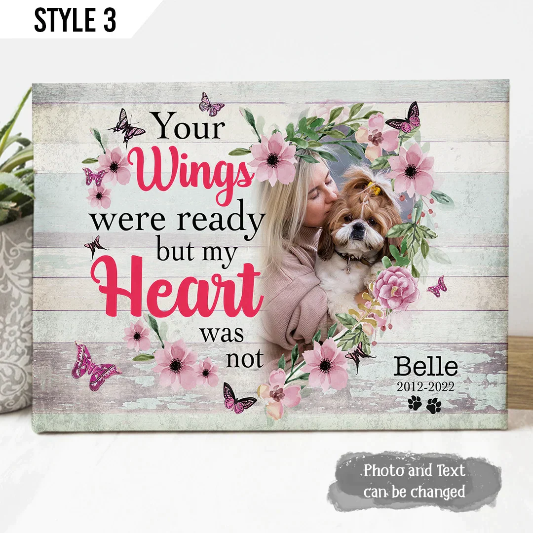 Dog Cat Landscape Canvas - Personalized Dog Cat Memorial Canvas - Custom Gift For Dog Cat Lovers - Your Wings Were Ready But My Heart Was Not - Image 3