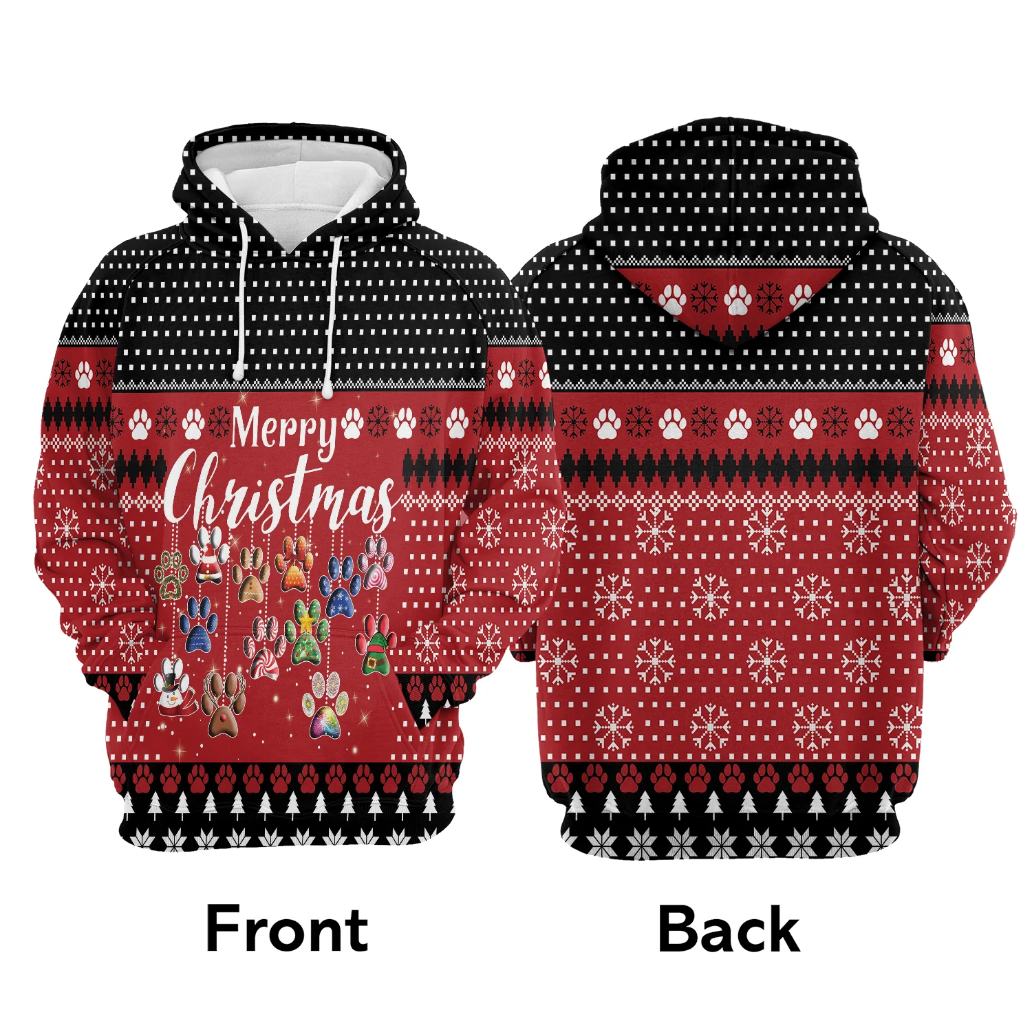 Dog Paws Christmas Premium Hoodie Merry Christmas, Perfect Outfit For Men And Women On Christmas New Year Autumn Winter - Image 2