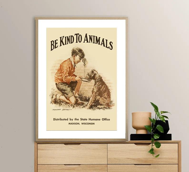 Dog Portrait Canvas - Human Loves Dog, Be Kind to Animals - Gift For Family, Friends, Dog Lovers, Animal Lovers