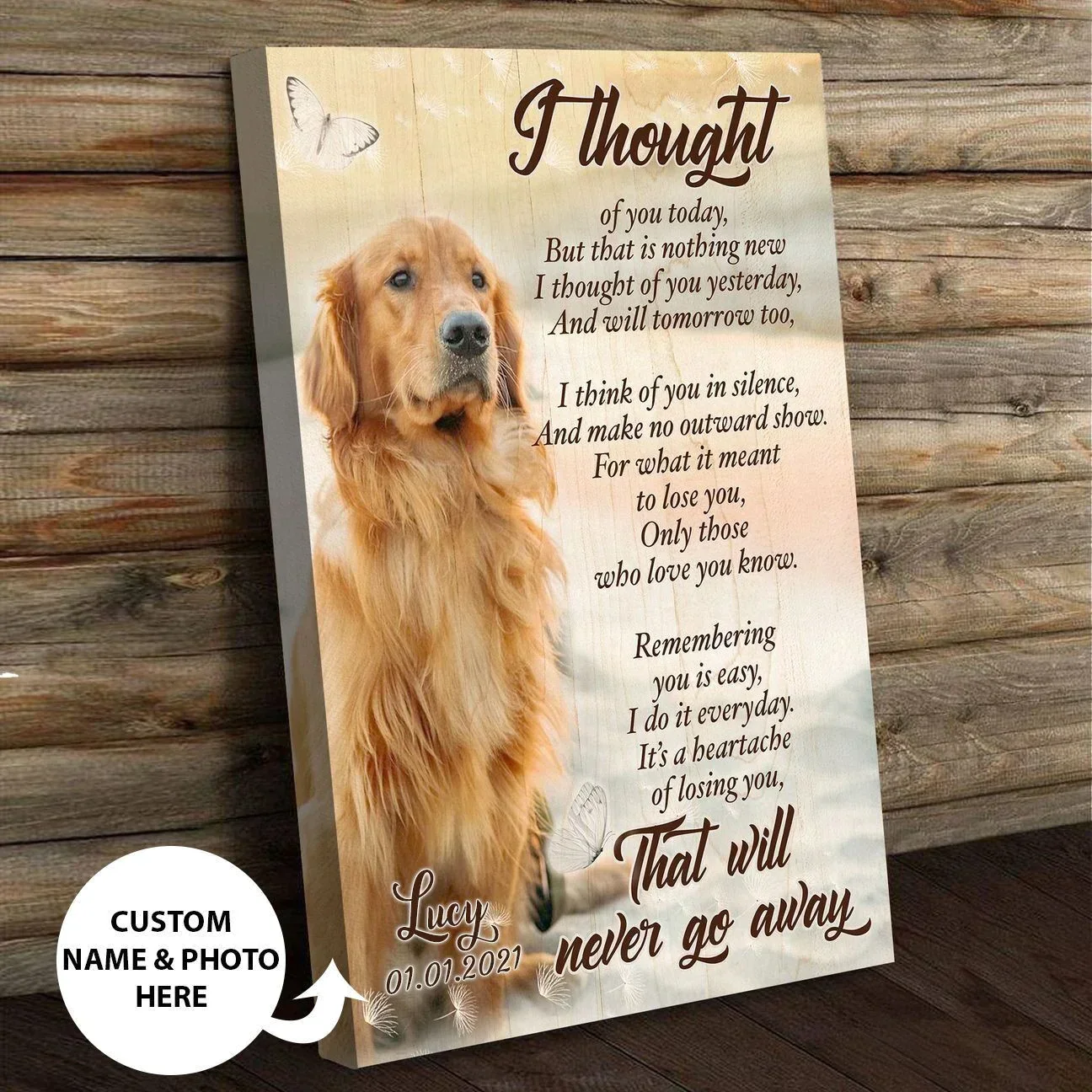 Dog Cat Portrait Canvas - Personalized Dog Cat Memorial Canvas - Custom Gift For Dog Cat Lovers - I Thought Of You Today But That Is Nothing New - Image 2