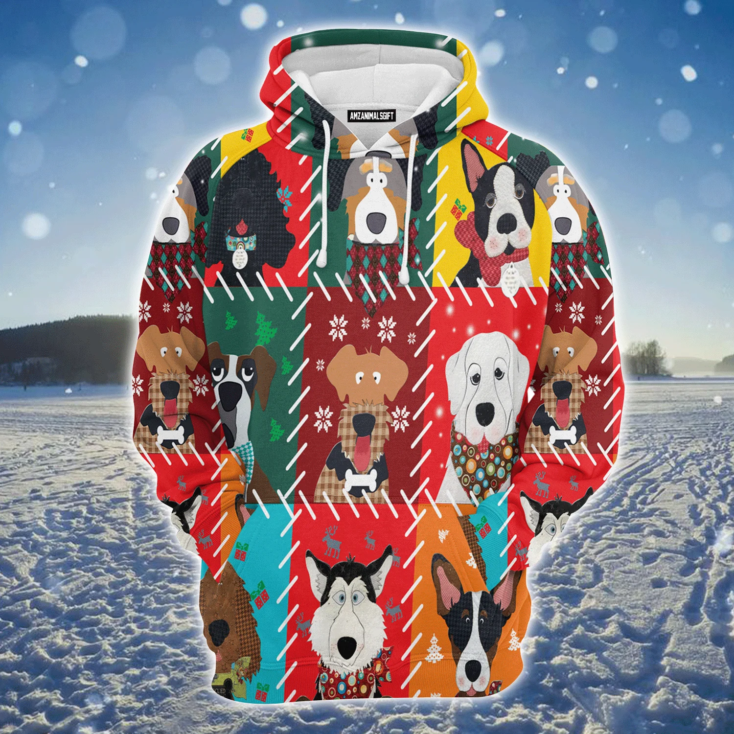 Dog Premium Christmas Hoodie, Cute Dog Face Christmas Unisex Hoodie For Men & Women - Perfect Gift For Christmas, Family, Dog Lover - Image 2