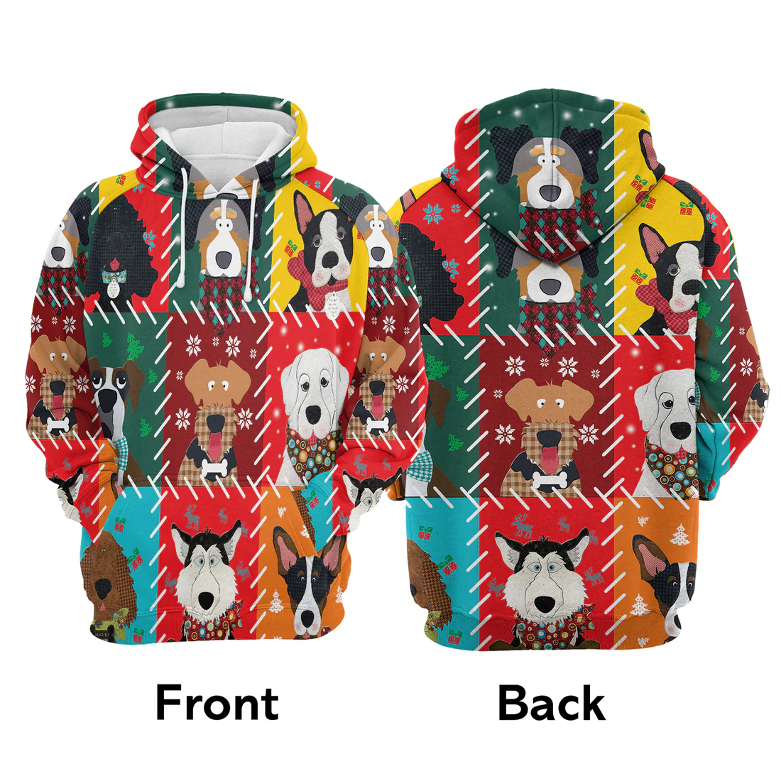 Dog Premium Christmas Hoodie, Cute Dog Face Christmas Unisex Hoodie For Men & Women - Perfect Gift For Christmas, Family, Dog Lover - Image 3