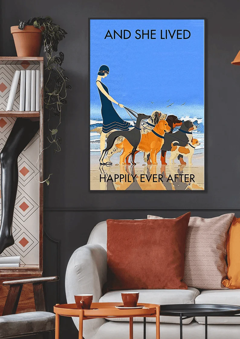 Dogs Portrait Canvas - Dogs And She Lived Happily Ever After Beach Portrait Canvas - Gift For Family, Friends, Dog Lovers, Beach Lovers - Image 4