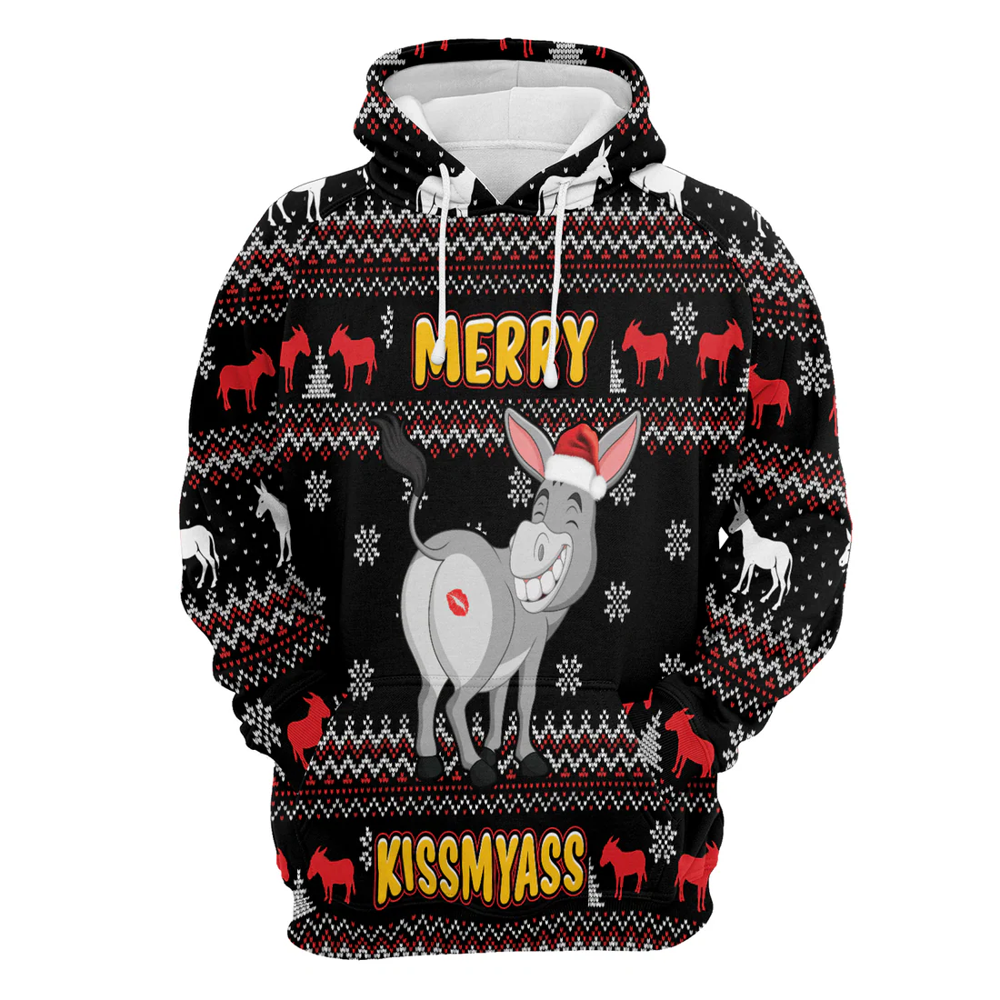 Donkey Xmas Premium Christmas Hoodie, Donkey Merry Kissmyass Unisex Hoodie For Men & Women - Perfect Gift For Christmas, Donkey Lovers - Image 3