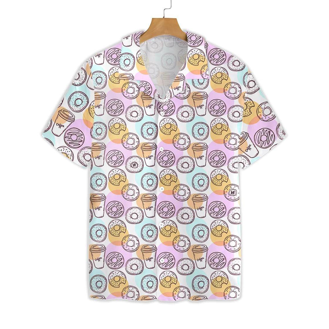 Donut Aloha Hawaiian Shirt, Funny Donut And Coffee Seamless Pattern Hawaiian Shirt, Coffee Hawaiian Shirt - Gift For Men Women, Friends, Family - Image 2