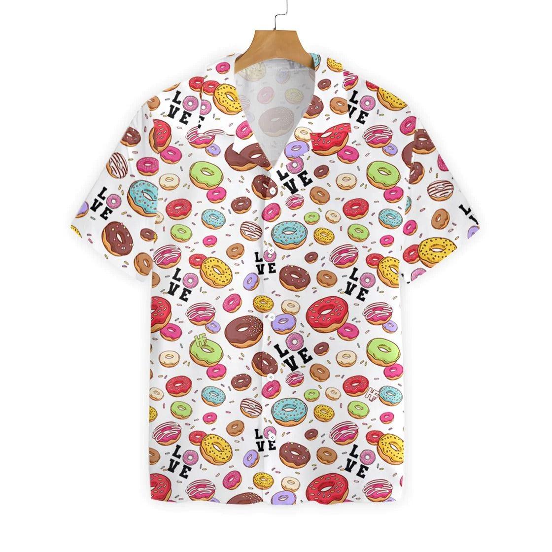 Donut Hawaiian Shirt, I Love Donut White Hawaiian Shirt, Funny Donut Aloha Shirt, Food Hawaiian Shirt - Gift For Men Women, Friends, Family, Husband - Image 2