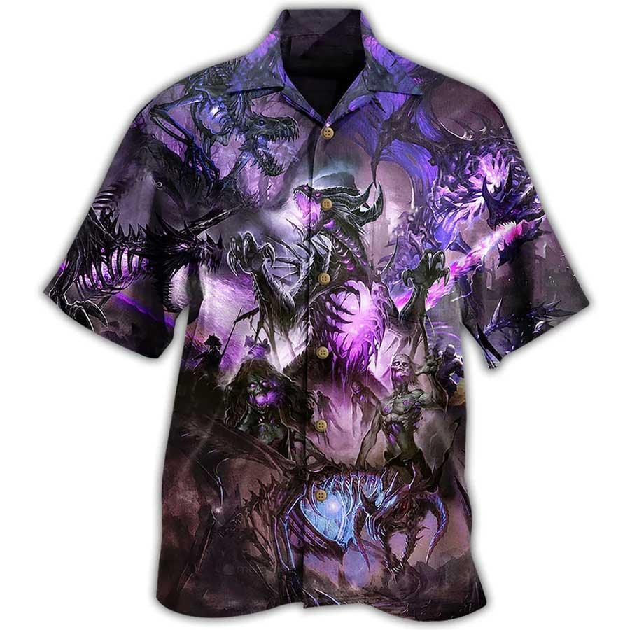Dragon Aloha Hawaiian Shirt For Summer, Dragon Purple Skull Love Life Hawaiian Shirts Outfit For Men Women, Dragon Lovers - Image 3
