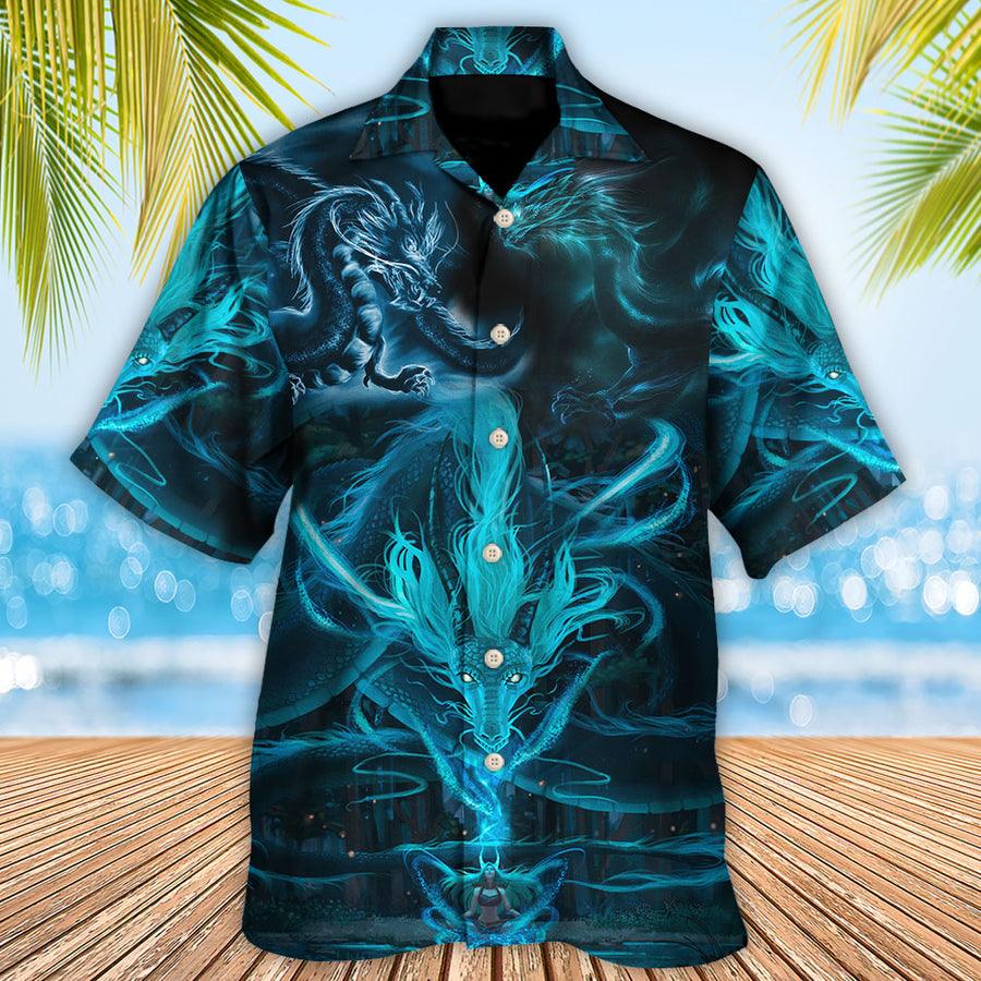 Dragon Blue Lighting And The Witch Aloha Hawaiian Shirt For Summer, Dragon Hawaiian Shirts Outfit For Men Women, Dragon Lovers