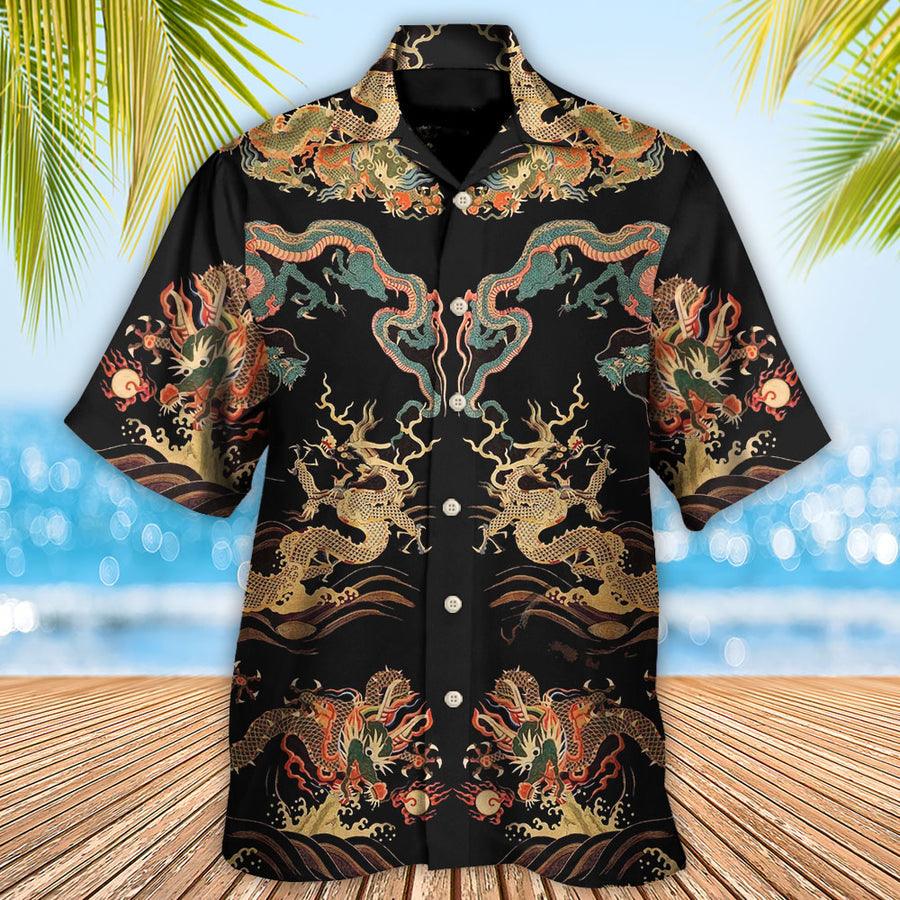 Dragon Chinese Hawaiian Shirt For Summer, Dragon Royal Hawaiian Shirts Outfit For Men Women, Dragon Lovers