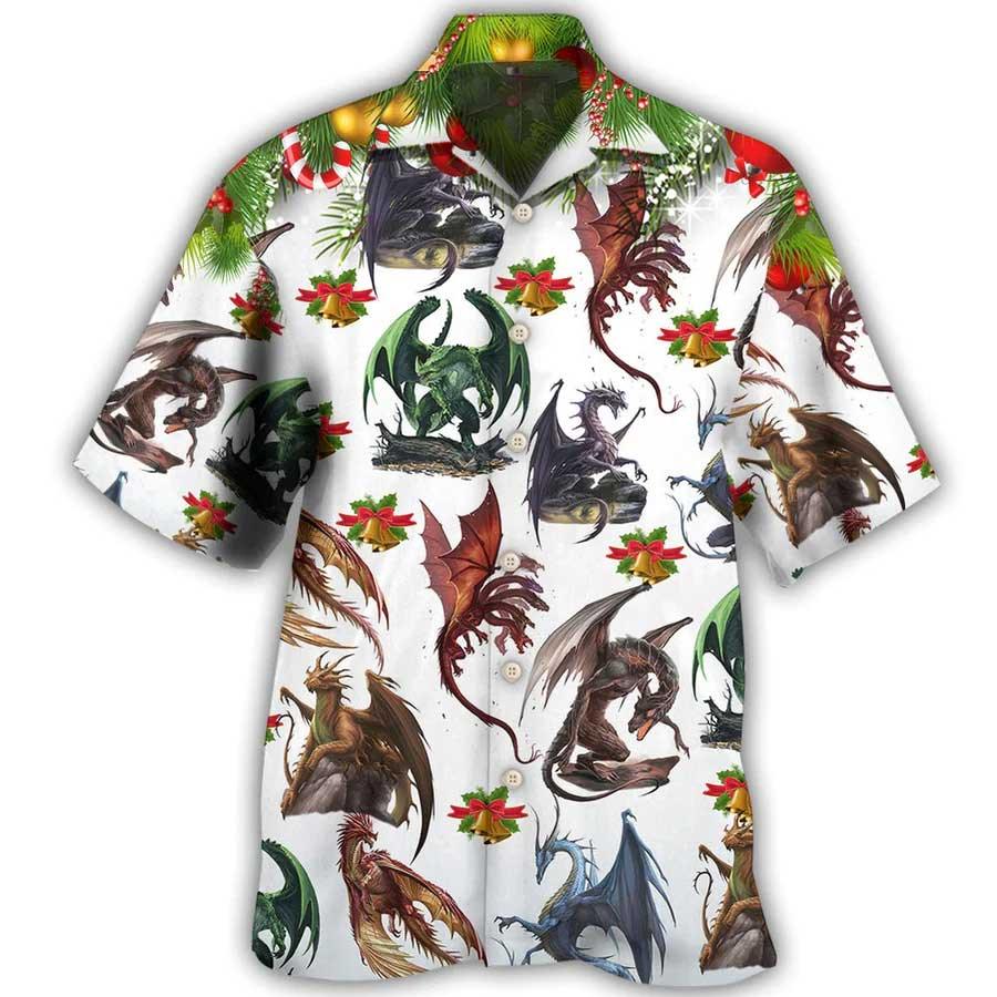 Dragon Christmas Aloha Hawaiian Shirt For Summer, Dragon Christmas Bells Merry Christmas Amazing Hawaiian Shirts Outfit For Men Women, Dragon Lovers - Image 2