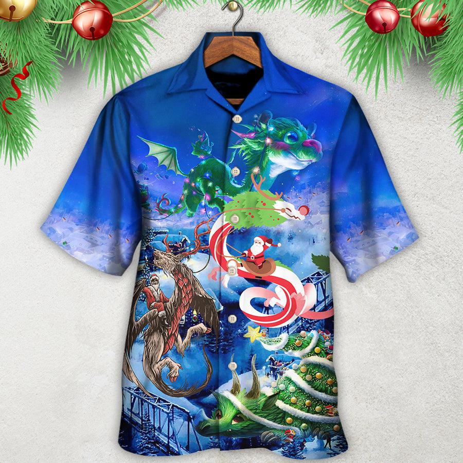Dragon Christmas Aloha Hawaiian Shirt For Summer, Santa Riding A Dragon Hawaiian Shirts Outfit For Men Women, Dragon Lovers - Image 2