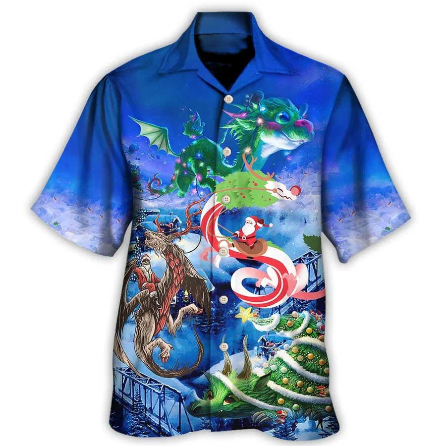Dragon Christmas Aloha Hawaiian Shirt For Summer, Santa Riding A Dragon Hawaiian Shirts Outfit For Men Women, Dragon Lovers - Image 3