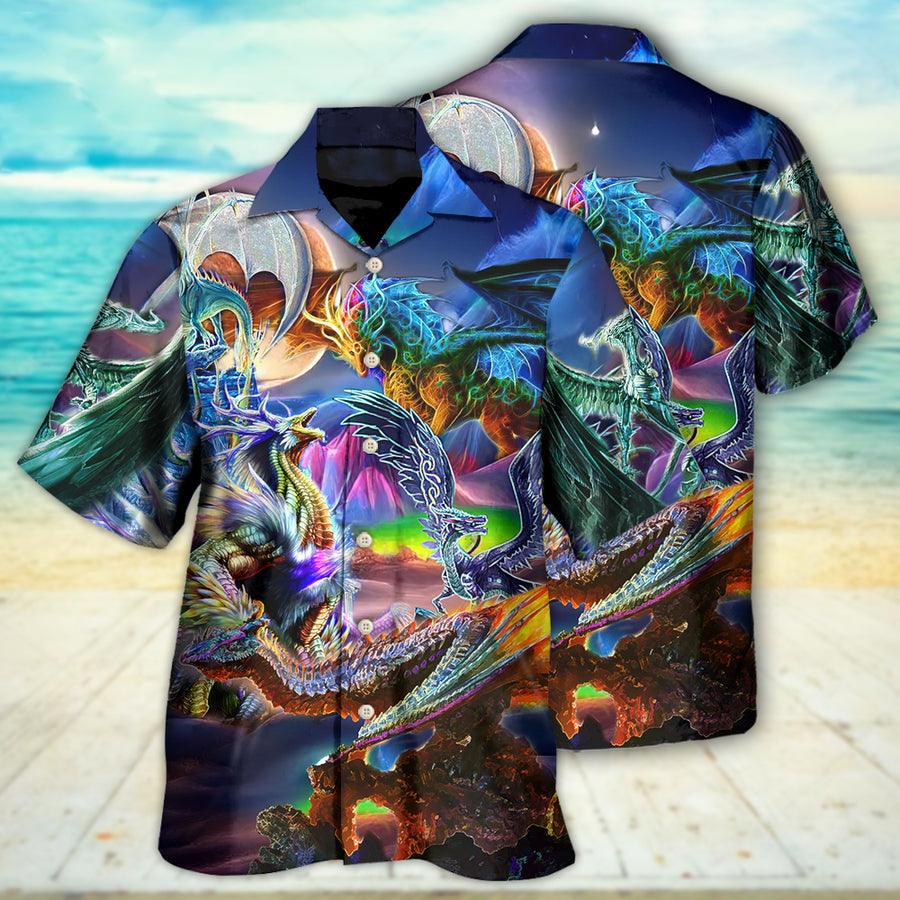 Dragon Color Hawaiian Shirt For Summer, Dragon Neon Legends Colorful Hawaiian Shirts Outfit For Men Women, Dragon Lovers - Image 2