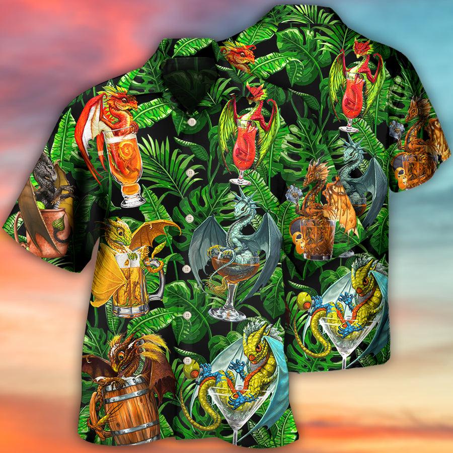 Dragon Drinking Aloha Hawaiian Shirt For Summer, Dragon Tropical Style Hawaiian Shirts Outfit For Men Women, Dragon Lovers - Image 2