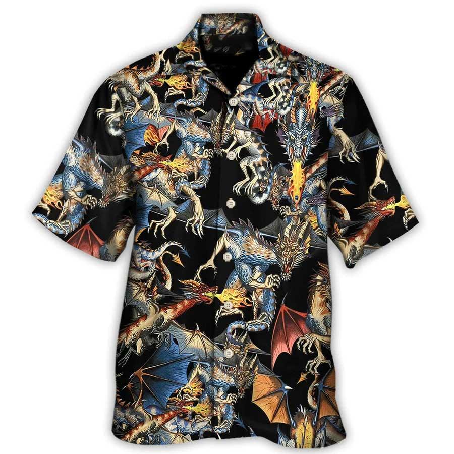 Dragon Fire Aloha Hawaiian Shirt For Summer, Dragon Breathing Fire Awesome Hawaiian Shirts Outfit For Men Women, Dragon Lovers - Image 3