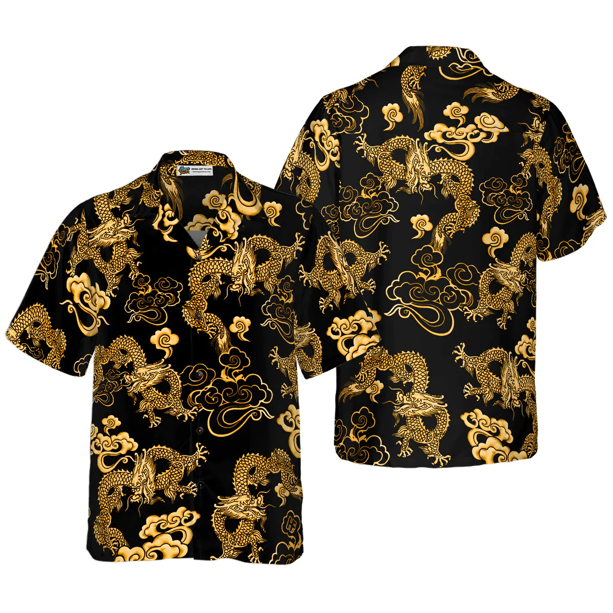 Dragon Hawaiian Shirt - Black Gold Oriental Dragon Hawaiian Shirt - Perfect Gift For Husband, Boyfriend, Friend, Family