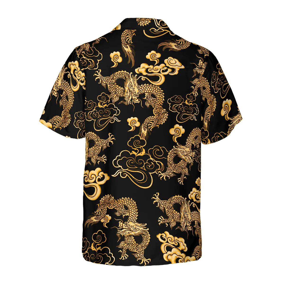 Dragon Hawaiian Shirt - Black Gold Oriental Dragon Hawaiian Shirt - Perfect Gift For Husband, Boyfriend, Friend, Family - Image 2