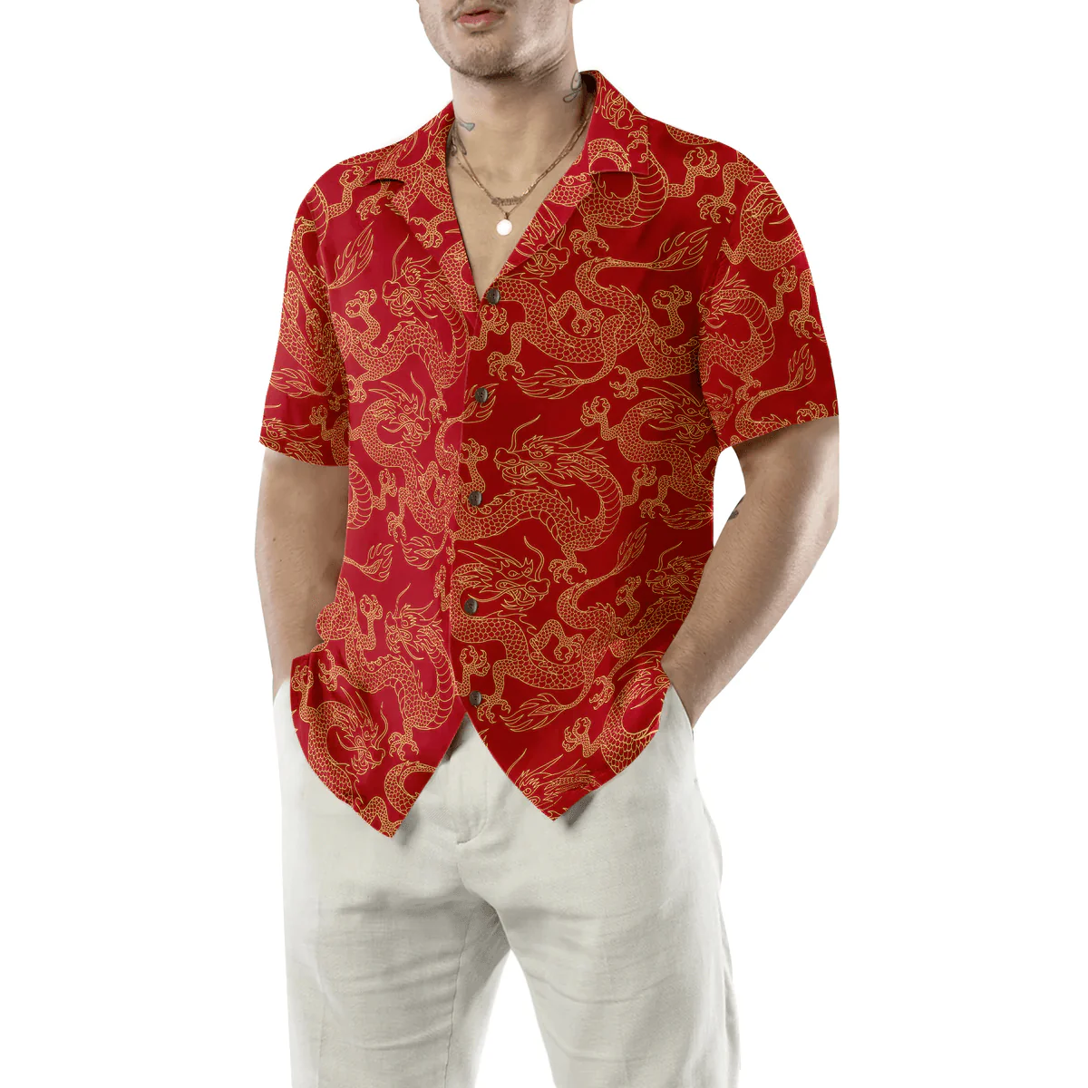 Dragon Hawaiian Shirt - Blue Dragon On Blue Sky Hawaiian Shirt - Perfect Gift For Husband, Boyfriend, Friend, Family - Image 5