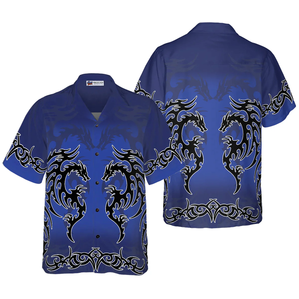 Dragon Hawaiian Shirt - Blue Tribal Dragon Hawaiian Shirt - Perfect Gift For Husband, Boyfriend, Friend, Family