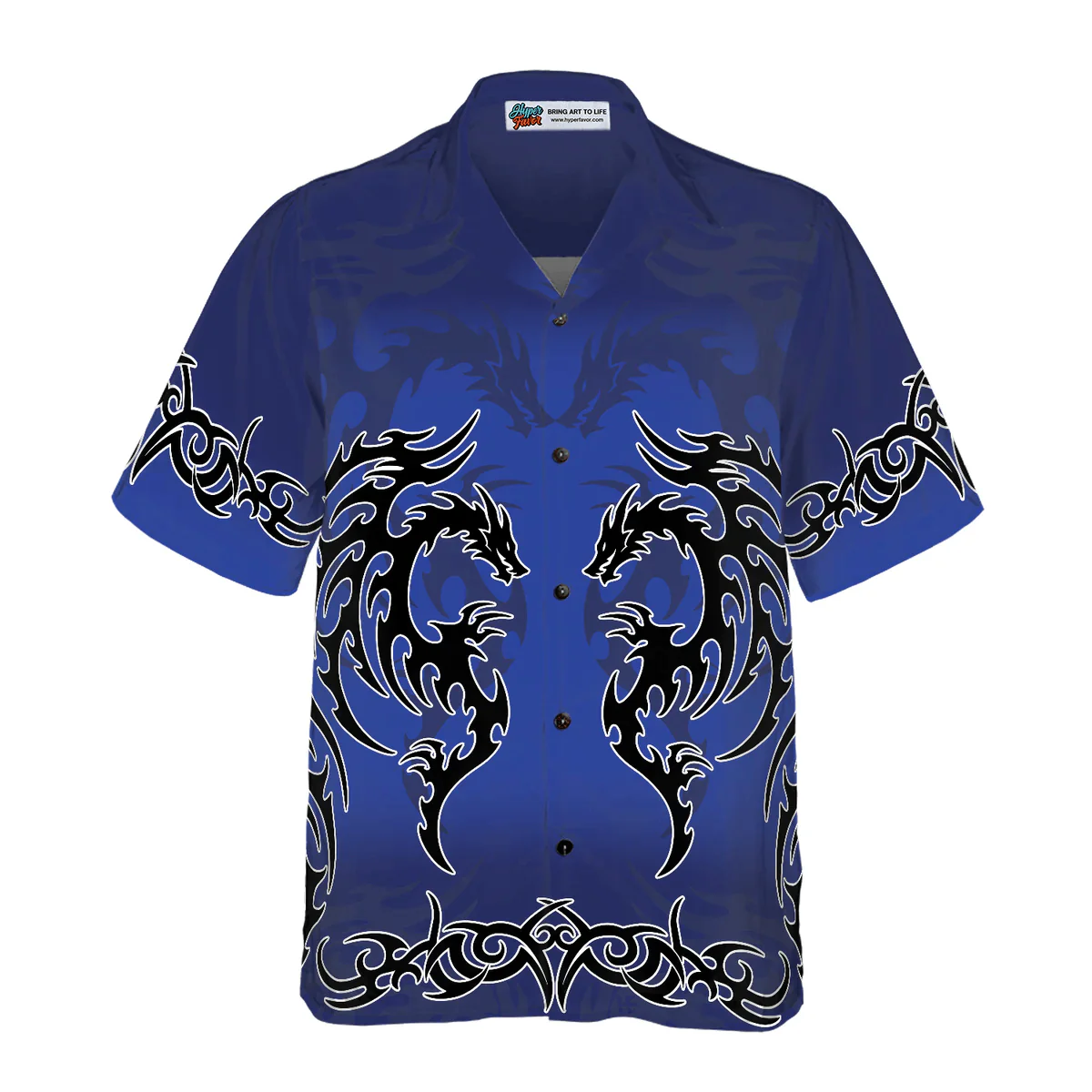 Dragon Hawaiian Shirt - Blue Tribal Dragon Hawaiian Shirt - Perfect Gift For Husband, Boyfriend, Friend, Family - Image 2