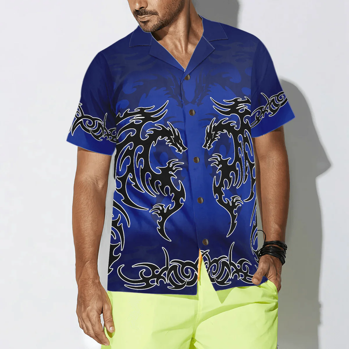 Dragon Hawaiian Shirt - Blue Tribal Dragon Hawaiian Shirt - Perfect Gift For Husband, Boyfriend, Friend, Family - Image 4