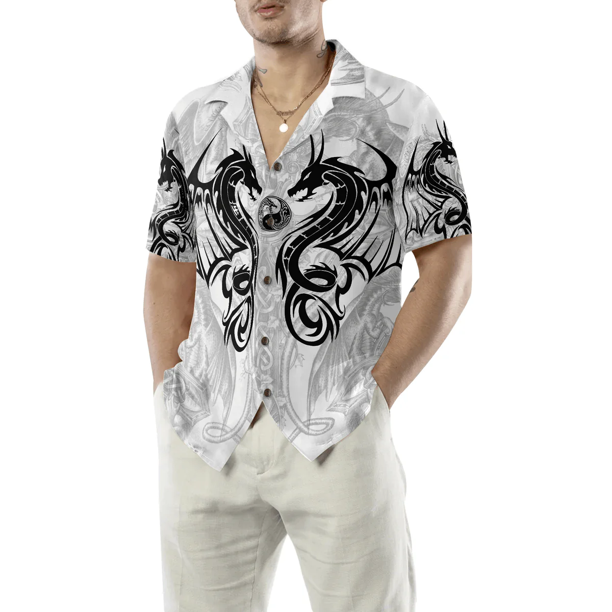 Dragon Hawaiian Shirt - Dragon Tattoo Hawaiian Shirt - Perfect Gift For Husband, Boyfriend, Friend, Family - Image 5