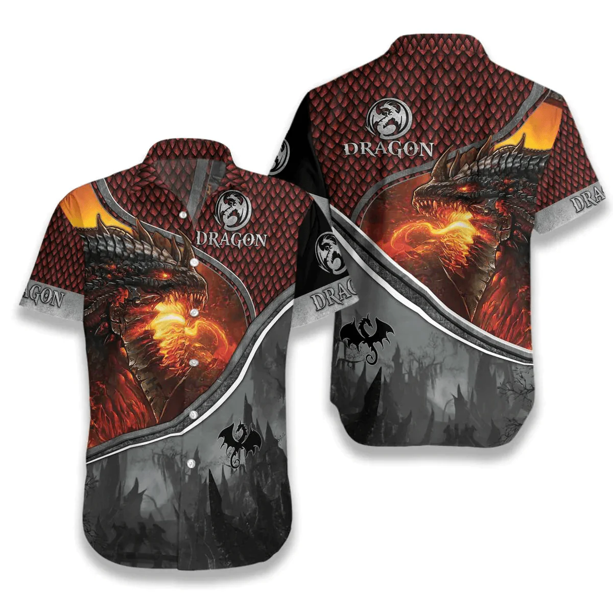 Dragon Hawaiian Shirt - Magic Fire Dragon Hawaiian Shirt - Perfect Gift For Husband, Boyfriend, Friend, Family