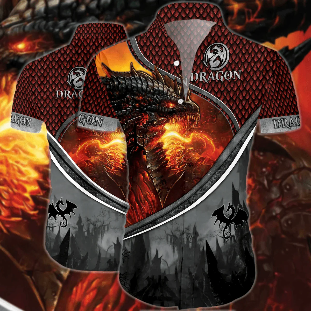 Dragon Hawaiian Shirt - Magic Fire Dragon Hawaiian Shirt - Perfect Gift For Husband, Boyfriend, Friend, Family - Image 2